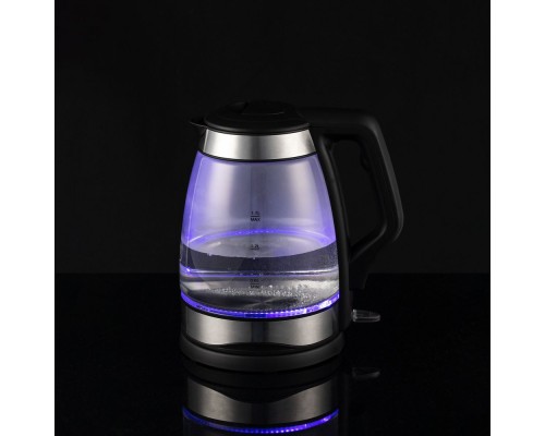 Электрический чайник Lumimore, стеклянный, серебристо-черный