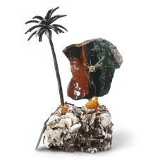 Часы «Пальмовый рай» из яшмы с бронзой