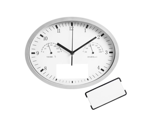Часы настенные Insert3 с термометром и гигрометром, белые