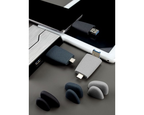 Флешка Pebble Universal, USB 3.0, серо-синяя, 32 Гб