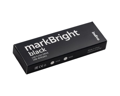 Флешка markBright Black с синей подсветкой, 32 Гб