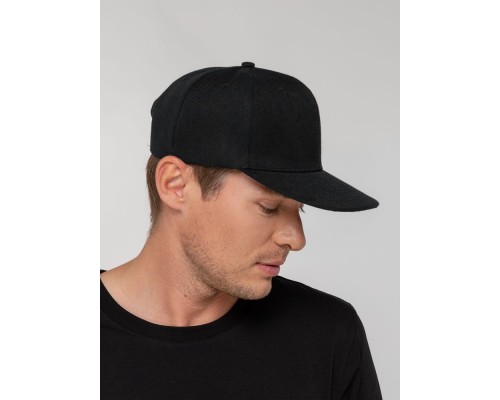 Бейсболка Snapback с прямым козырьком, черная