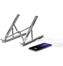 Подставка для ноутбука с USB-хабом Scaffold Hub, серебристый металлик