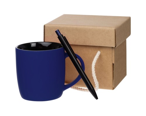 Набор Color Block: кружка и ручка, синий с черный