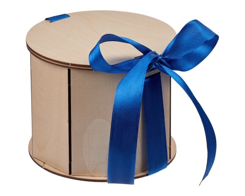 Коробка Drummer, круглая, с синей лентой