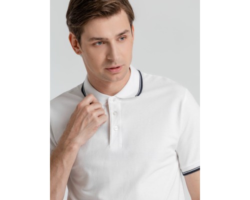 Рубашка поло мужская с контрастной отделкой Practice 270, белый/темно-синий