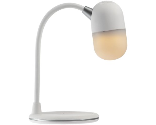 Лампа с колонкой и беспроводной зарядкой lampaTon, белая