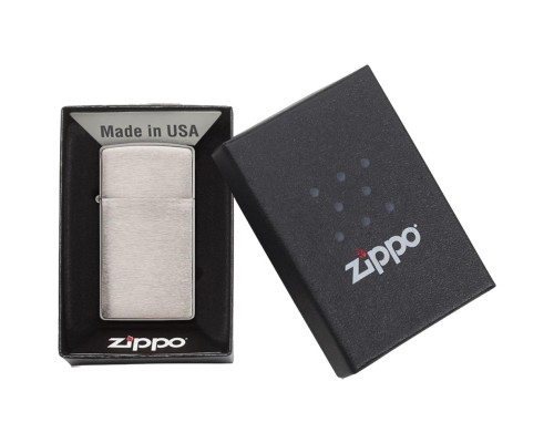 Зажигалка Zippo Slim Brushed, матовая серебристая