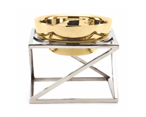 Подставка фуршетная стойка 23*23*20 см нерж. + салатник нерж. цвет золото P.L.--Hotelware