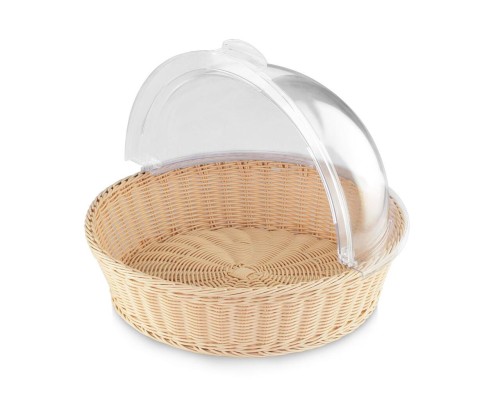 Корзина для хлеба и выкладки 39,5 см h10 см круглая с откидной Roll-top крышкой ротанг P.L.