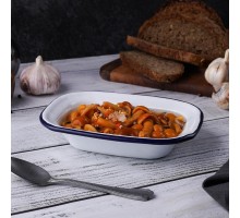 Блюдо для подачи 16*12 см h4 см 250 мл Blue Rim эмалированая сталь SUNNEX [1]