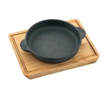 Сковорода для подачи на дерев. подст. 14,5 см h2,5 см 350 мл круглая чугун 2 ручки P.L.