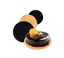 Подложка кондитерская двусторонняя, d 36 см, золотая/черная, картон, 100 шт