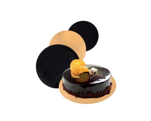 Подложка кондитерская двусторонняя, d 36 см, золотая/черная, картон, 100 шт