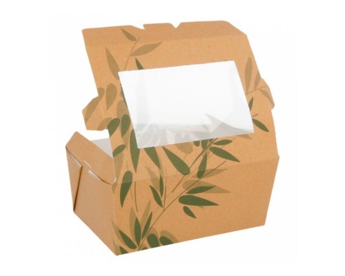 Контейнер картонный для салата с окном, 500 мл, 8,5*12*5,5 см, 50 шт/уп, Garcia de Pou