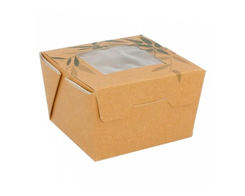 Контейнер картонный для салата с окном, 300 мл, 8*7,5*5,5 см, 50 шт/уп, Garcia de Pou