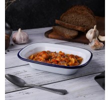 Блюдо для подачи 18*13 см h4 см 400 мл Blue Rim эмалированая сталь SUNNEX [1]