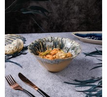 Салатник 925 мл d 19 см h9 см Dark Northern Blue Brown Flower Frutti di Mare P.L. [1]