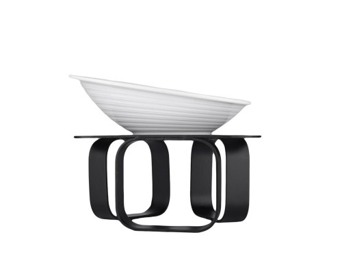 Подставка фуршетная стойка 20*20 см h10,5 см черный металл + салатник 23*19 см h4 см меламин P.L.