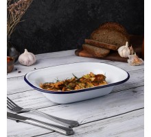 Блюдо для подачи 24,7*18,5 см h5 см 1000 мл Blue Rim эмалированая сталь SUNNEX [1]