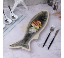 Блюдо овальное 47*15 см h3,5 см Рыба Gray Fish Frutti di Mare P.L. [1]