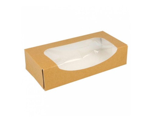 Коробка для суши/макарон с окном 20*9*4,5 см, натуральный, 50 шт/уп, бумага, Garcia de P