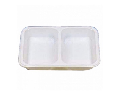 Контейнер двухсекционный, белый, СВЧ, 22,5*17,5*4,5 см, PP, 125 шт/уп (крышка 81210078)