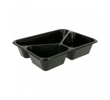 Контейнер трехсекционный, черный, СВЧ, 22,5*17,5*4,5 см, PP, 125 шт/уп (крышка 81210078)