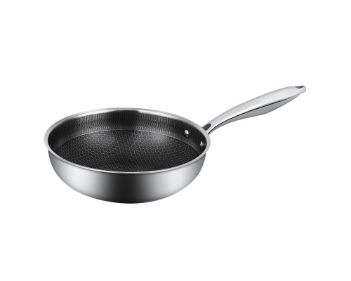 Сковорода Вок (WOK) 29,5/19 см, h 8,6 см New Kitchen Honeycombs нерж. с антиприг. покр. ИНДУКЦ. P.L.