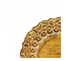 Салфетка ажурная золотая d 19 см, металлизированная целлюлоза, 100 шт, Garcia de Pou