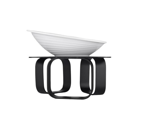 Подставка фуршетная стойка 24*23 см h15,5 см черный металл + салатник 28,5*23 см h5 см меламин P.L.