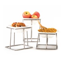 Подставка фуршетная стойка 20*20*15,5 см квадрат нерж. + салатник керамика P.L.Hotelware