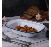 Блюдо для подачи 26*19 см h6 см 1250 мл Blue Rim эмалированая сталь SUNNEX [1]