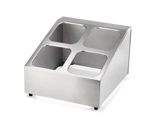 Подставка стойка нерж. для гастроемкостей из пластика 1/6 h100 мм 4 отделения 33,6*40,3*20 см P.L.