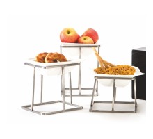 Подставка фуршетная стойка 17,6*17,6/25,3*25,3 см h20,3 см квадрат нерж. + салатник керамика P.L.