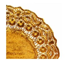 Салфетка ажурная золотая d 27 см, металлизированная целлюлоза, 100 шт, Garcia de Pou