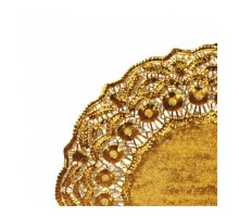 Салфетка ажурная золотая d 24 см, металлизированная целлюлоза, 100 шт, Garcia de Pou