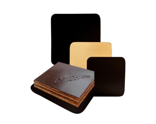 Подложка кондитерская двусторонняя 18*18 см, золотая/черная, картон, 50 шт