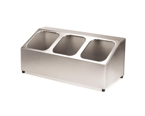 Подставка стойка нерж. для гастроемкостей из пластика 1/6 h100 мм 3 отделения 50*22*20 см P.L.