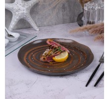 Тарелка d 27 см h2,5 см Dark Brown Lava lines Frutti di Mare P.L. [1]