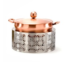 Подставка фуршетная стойка d 24 см h10,6 см круглая нерж. + кастрюля 1550 мл медь d 20,5 см P.L.