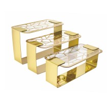 Подставка фуршетная стойка 37,5*20,5 см h26 см прямоуг. металл золото + блюдо акрил P.L. Hotelware