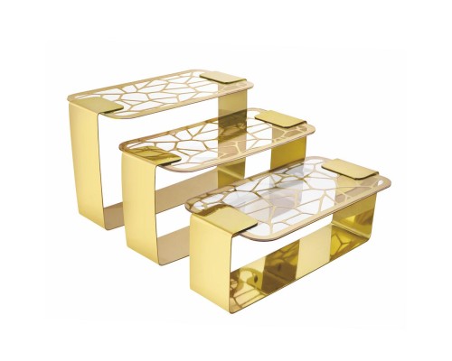 Подставка фуршетная стойка 37,5*20,5 см h26 см прямоуг. металл золото + блюдо акрил P.L. Hotelware