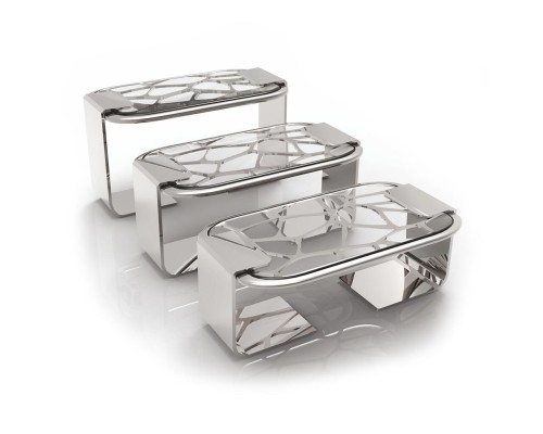 Подставка фуршетная стойка 37,5*20,5 см h26 см прямоуг. металл серый + блюдо акрил P.L. Hotelware