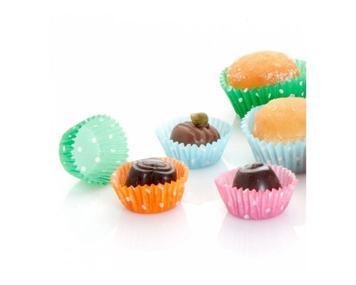 Тарталетка бумажная  цветная в горошек ассорти, 2,5*1,6(h) см, 1000 шт