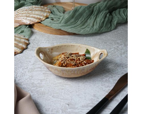 Блюдо овальное 16*10,5 см h4 см 140 мл Pearl Sea Stone с ручками Frutti di Mare P.L. [4]