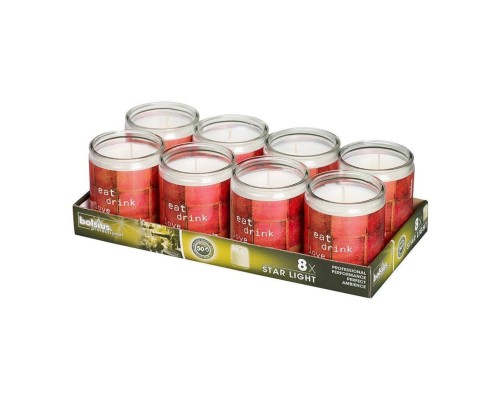 Свеча Bolsius сервировочная в стеклянной банке "Red", 50 часов горения, 100% парафин, 8