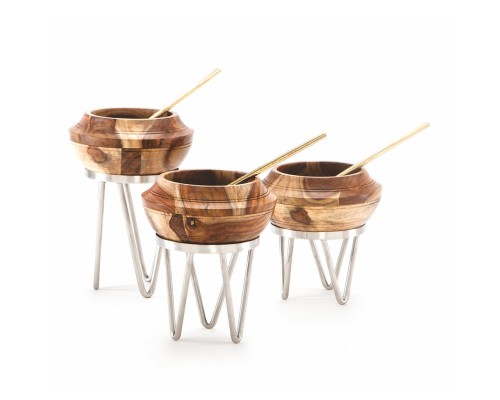 Подставка фуршетная стойка d 22 см h27 см круглая нерж. + салатник бук P.L.Hotelware