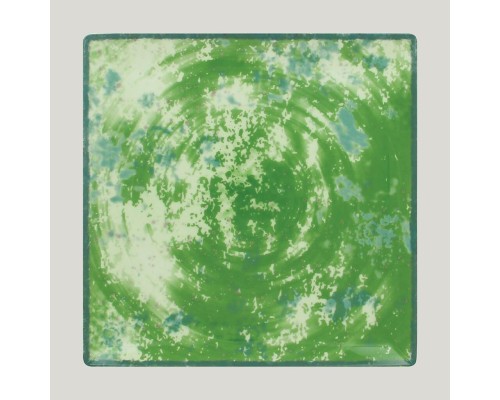 Тарелка RAK Porcelain Peppery квадратная плоская 25*25 см, зеленый цвет