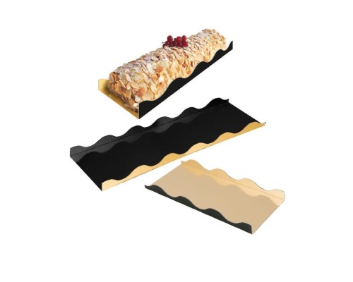 Подложка кондитерская двусторонняя 20*10*2 см, золотая/черная, картон, 50 шт